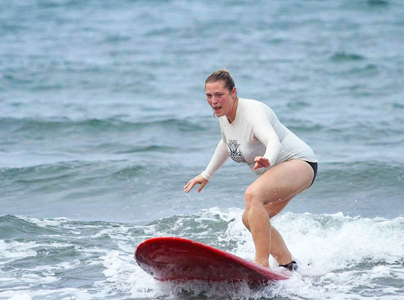 Shari Tucker surfing in Mexico