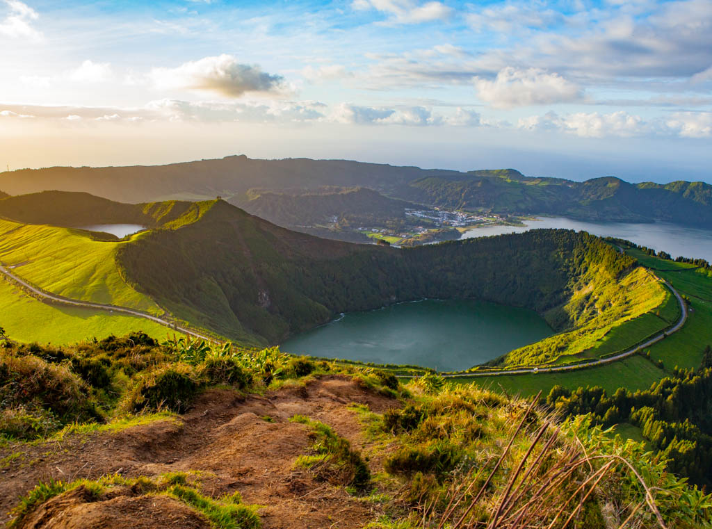 Photo of three calderas in the Azores, Portugal