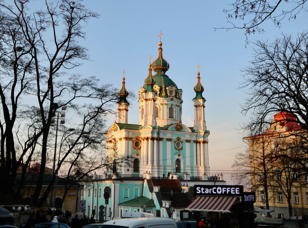 green and white church in Ukraine