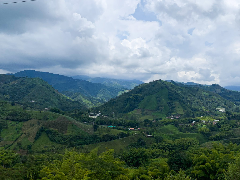view of lush green mountains in Colombia