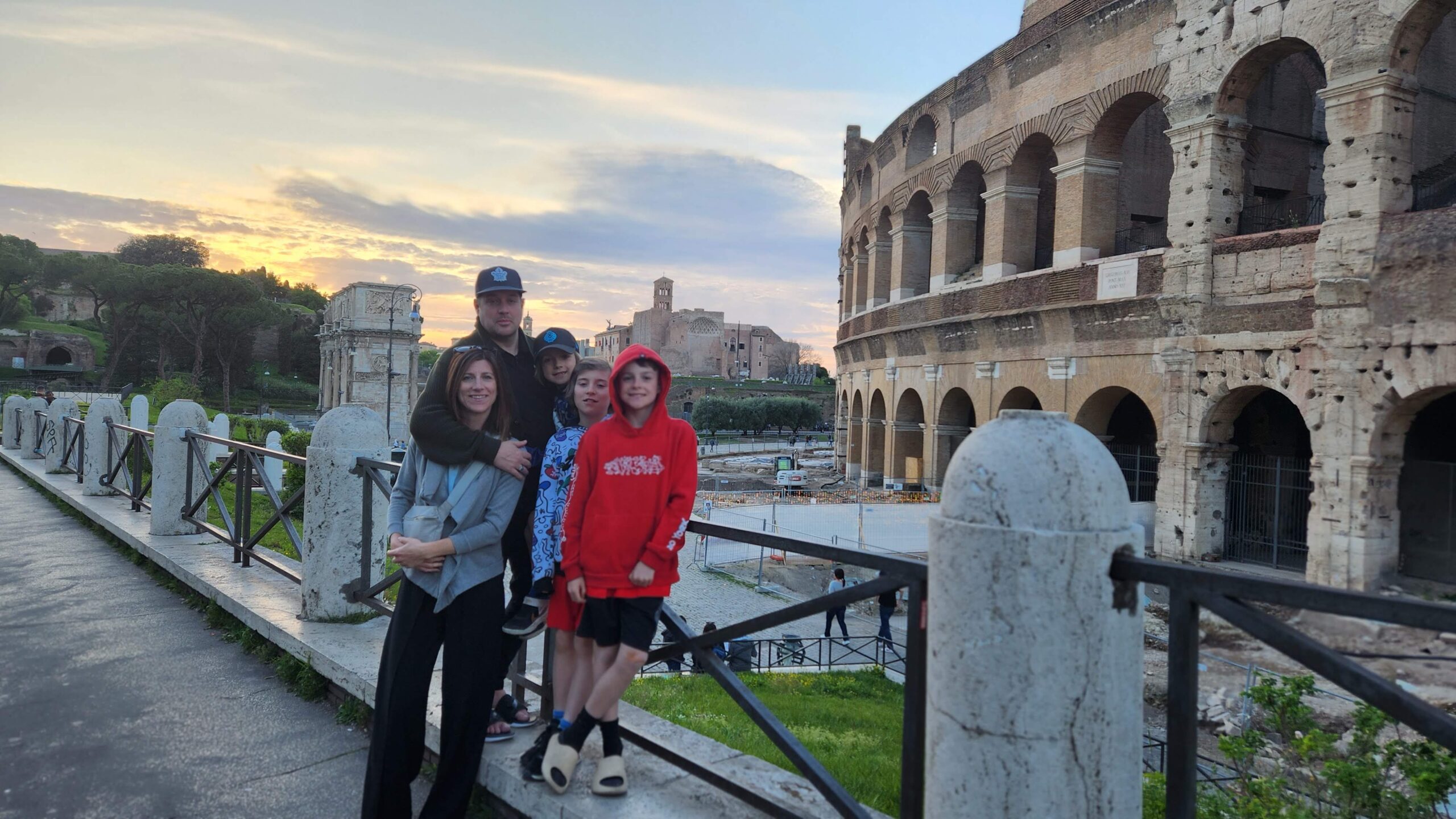 Family posing in Italy